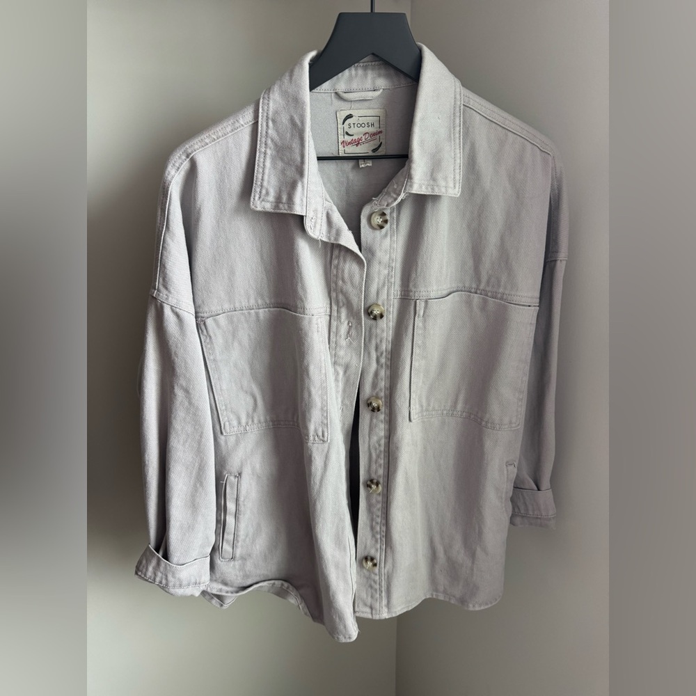 Stoosh Light Gray Denim Jean Jacket large